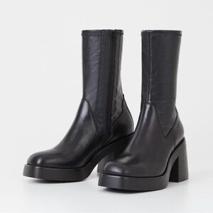 Vagabond Brooke Black Chunky Heeled Boots Leather High Shaft Size 38 Sold Out